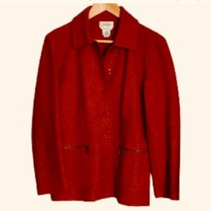Talbots Alpaca Wool Blend Coat Burnt Orange Button Close Zipper Pockets
